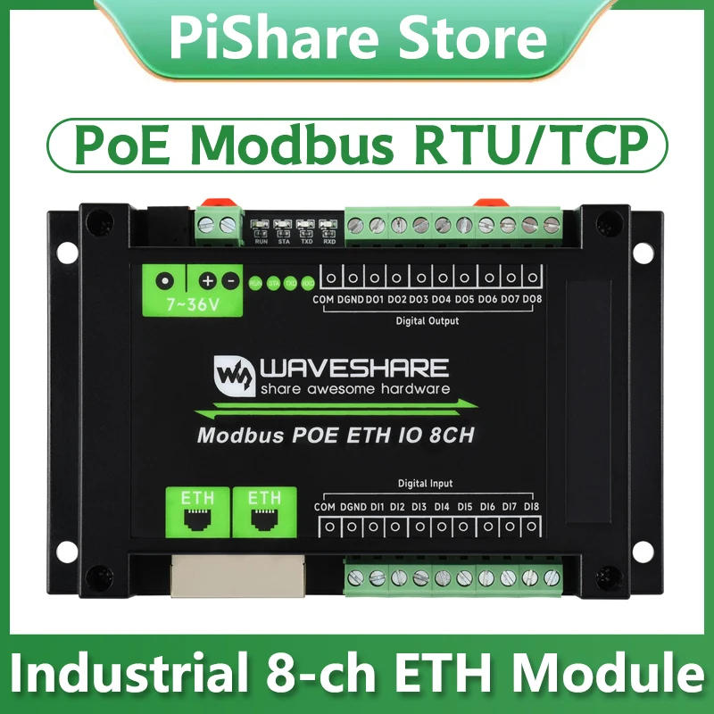Industrial Grade ETH Ethernet 8-Channel Relay Module, Modbus, PoE Power Supply Various Isolation And Protection Circuits