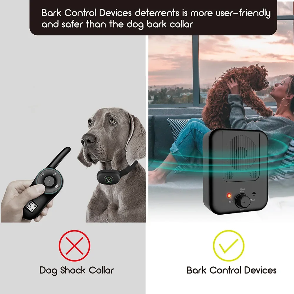 C2 Automatic Dog Barking Stop Device Deterrents Ultrasonic Barking Stopper Dog Driving Device Noise Bark Prevention Training