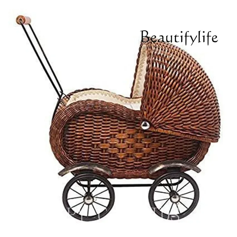 B4 Nordic Rattan Push Walker Four-wheeled Toy Children's Room Decoration Photo Props