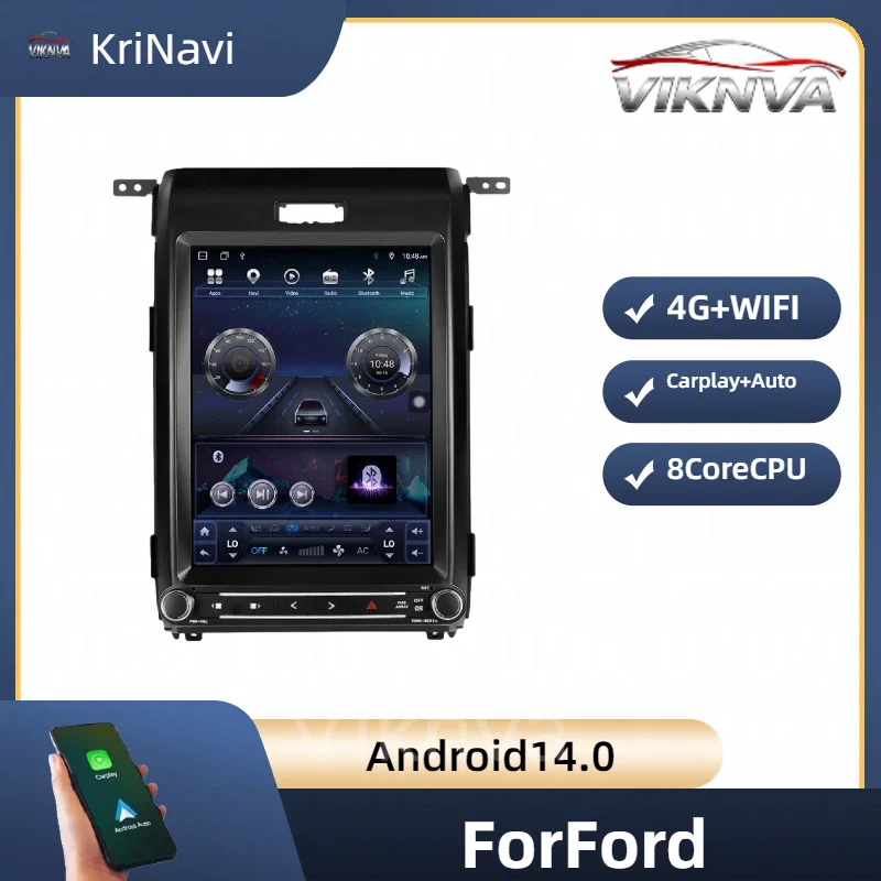 

12,1-дюймовый автомобильный радиоплеер Android 14, для Ford F150 2009-2013, с мультимедийной GPS-навигацией, 4G, Wi-Fi, головное устройство, экран Storeo