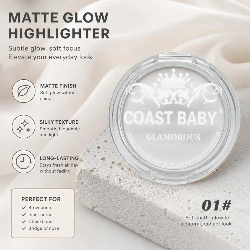 Single Matte Highlighter Palette White Beige Face Nose Brighten Contour Makeup Tea Brown Eye Shadow Lying Silkworm Rouge Powder