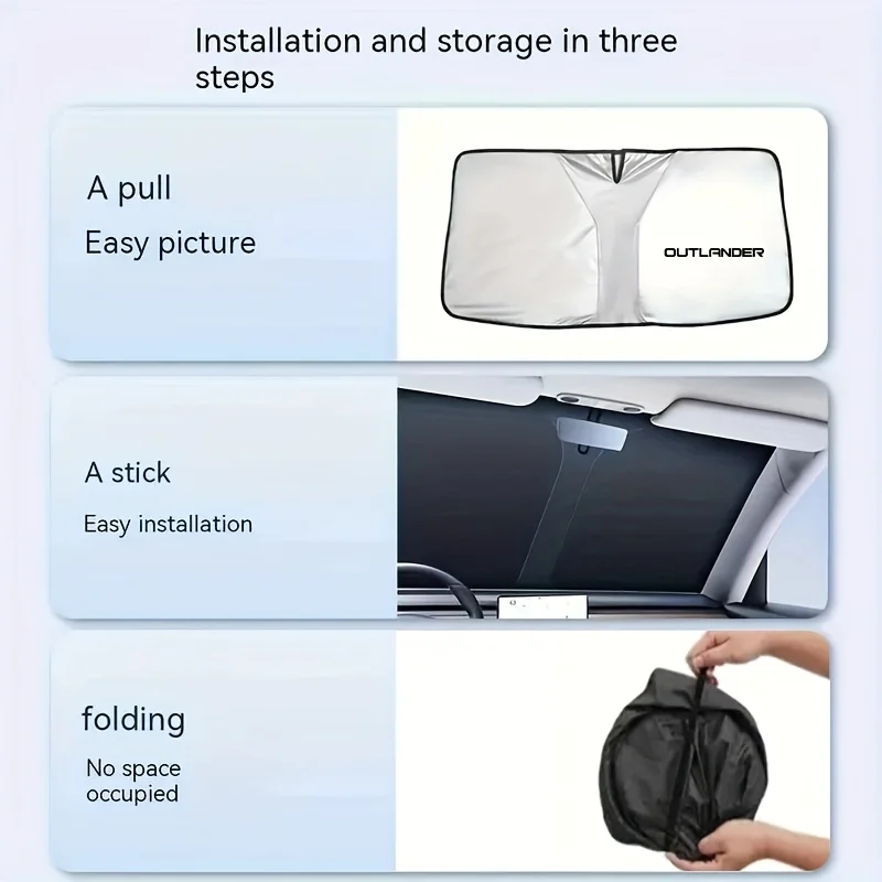 

Folding windshield sunshade 1 piece - UV protection, thermal insulation, roller shutter design, durable