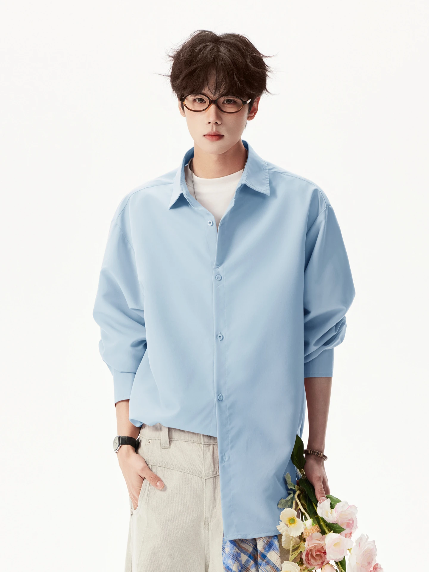 

Осенняя простая базовая однотонная рубашка с длинными рукавами для мужчин и женщин, свободная повседневная рубашка оверсайз