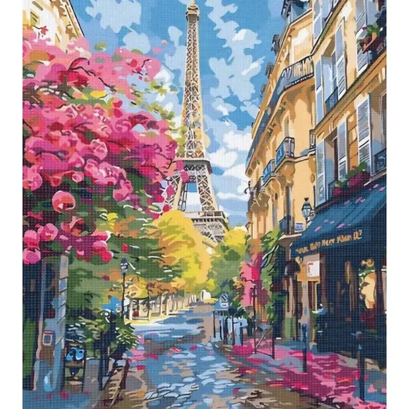 GATYZTORY Pink Scenery Painting By Numbers Kit Acrylic Paint By