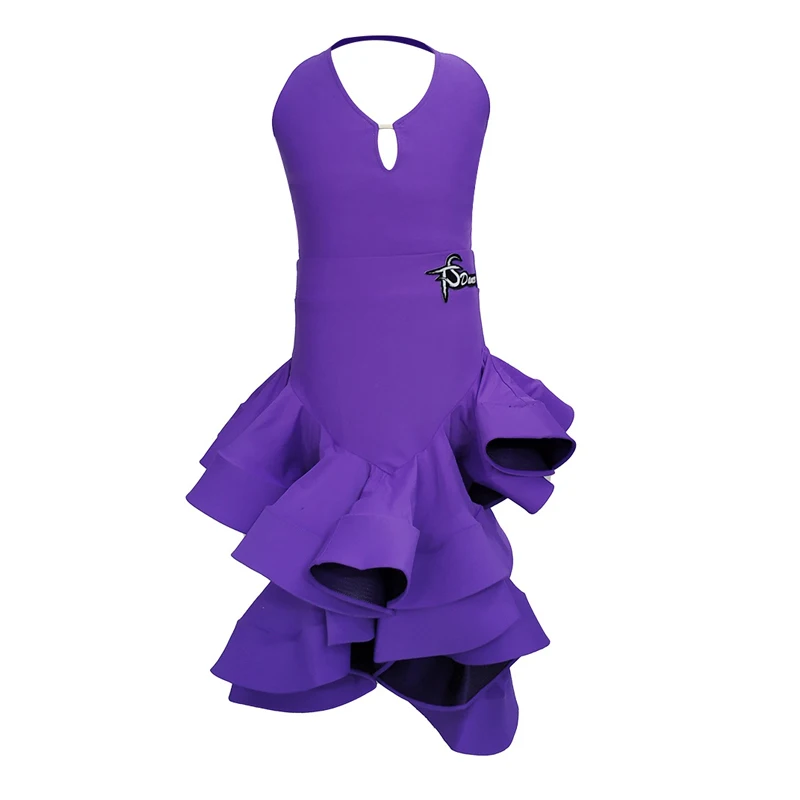 2024 Latin Dance Costume Girls Purple National Standard Latin Dance Professional Dress Child Chacha Ballroom Dance Wear SL7643