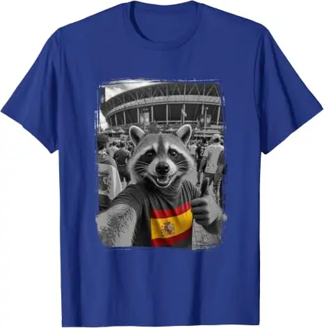 Spanische Flagge Waschbär-Selfie Lustiges Spanien Patriotisches T-Shirt Y2k Waschbär-Selfie im Stadion mit Spanien-Landesflaggen-Grafik-T-Shirt – Detail 10