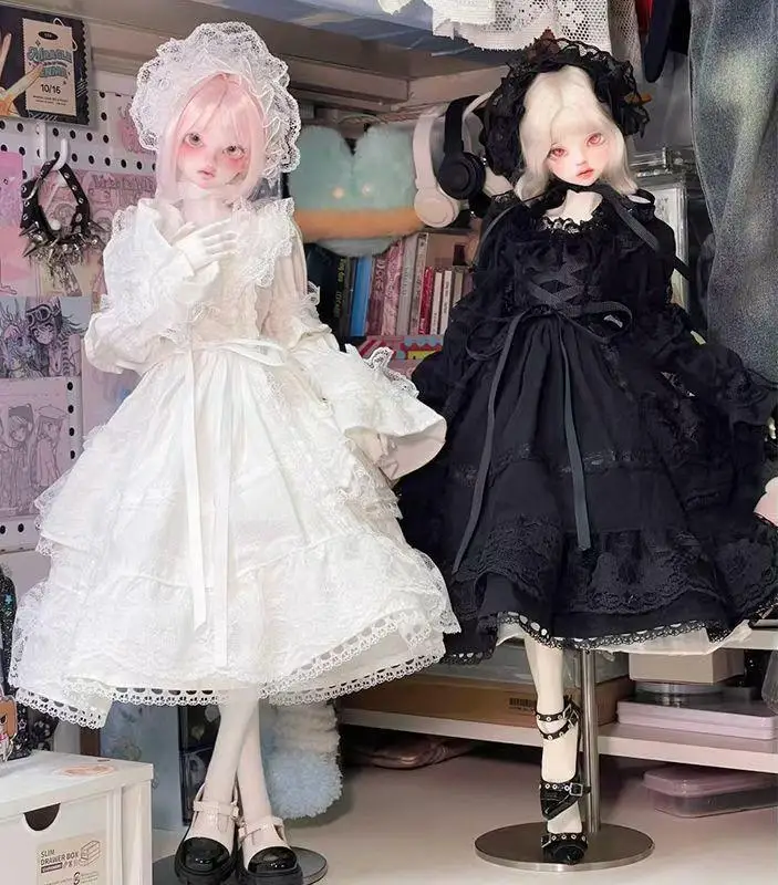 60CM BJD Doll Cute Clothes Maid Dress Black and White 1/3 1/4 1/6 Doll Accessories Children's toys