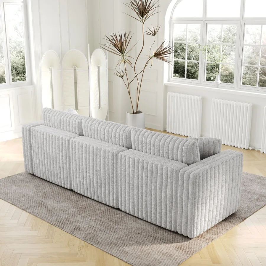 أريكة وحدات من القطيفة على شكل أرنب ناعم مقاس 106.3 بوصة تتسع لـ 3 أشخاص - تصميم مريح للغاية ومميز. مثالية لغرفة النوم وغرفة المعيشة.