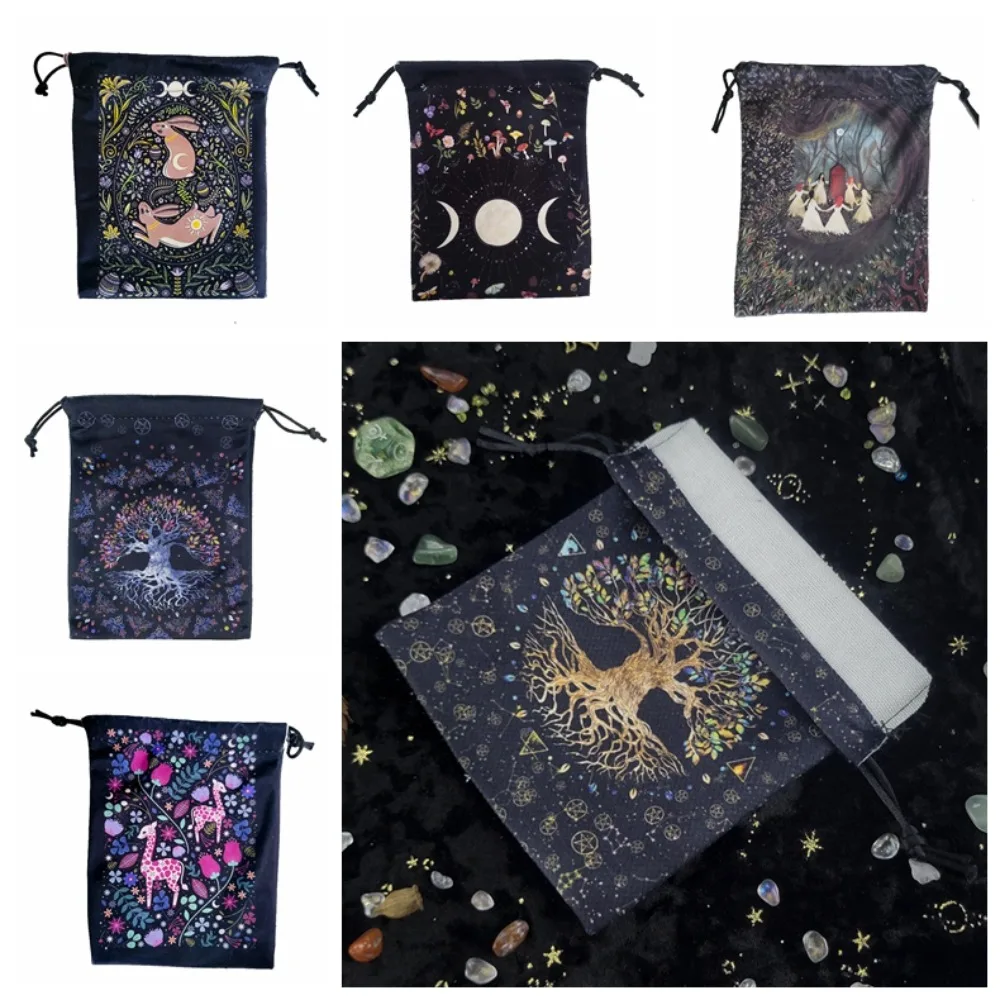 1pcs Constellation Card Storage Bag Mini Rabbit Mini Board Game Drawstring Package Flower Occult Oracle Cards Storage Bag Kids