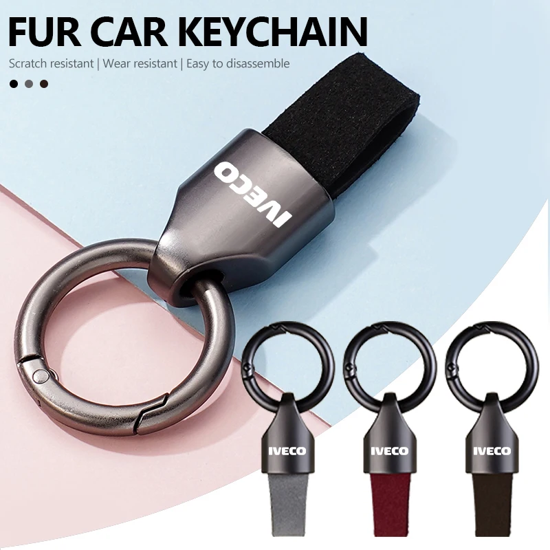 Suede Car Styling Keychain Rings Emblem Keyring Key Holder For IVECO Eurocargo‌ 4x2 4x4 CNG S-Way Daily Van Chassis Cab