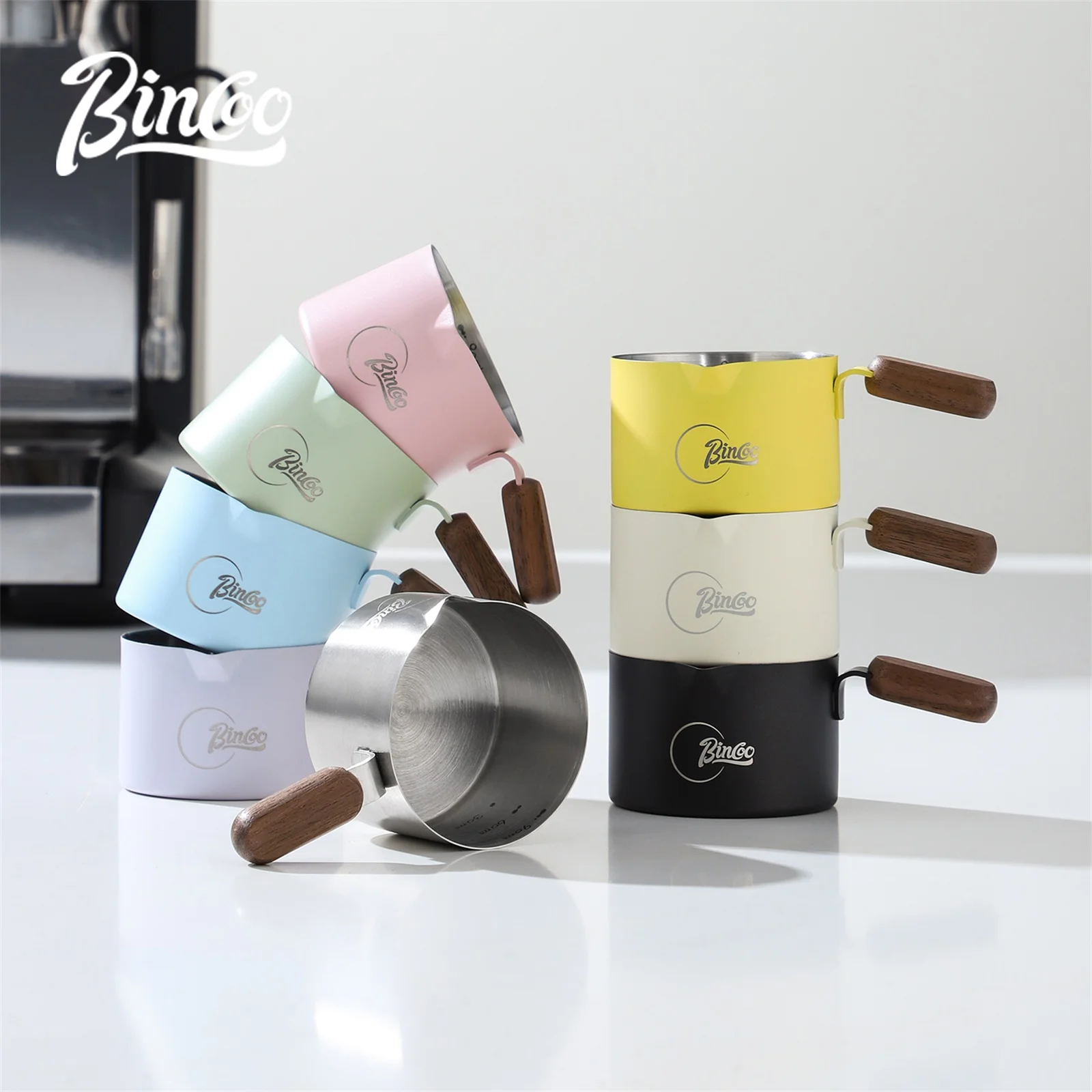 Bincoo Espresso Shot Glass Stainless Steel with Measurement Marks Ounce Cup for Coffee Extraction and Milk Frothing