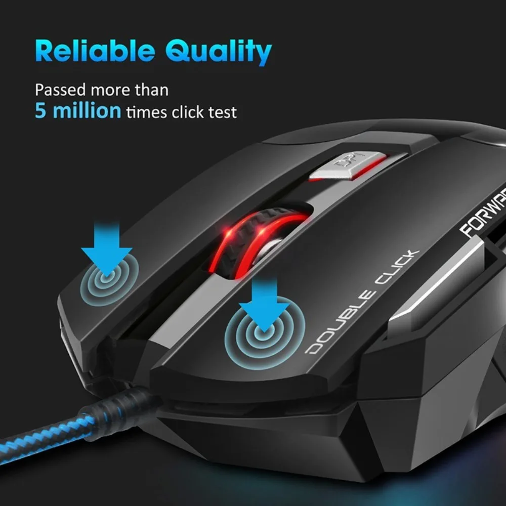 Ergonomic Gaming Mouse Wired USB 5500 DPI LED Backlight 7 Buttons for PC and Laptop Gamer Accessories