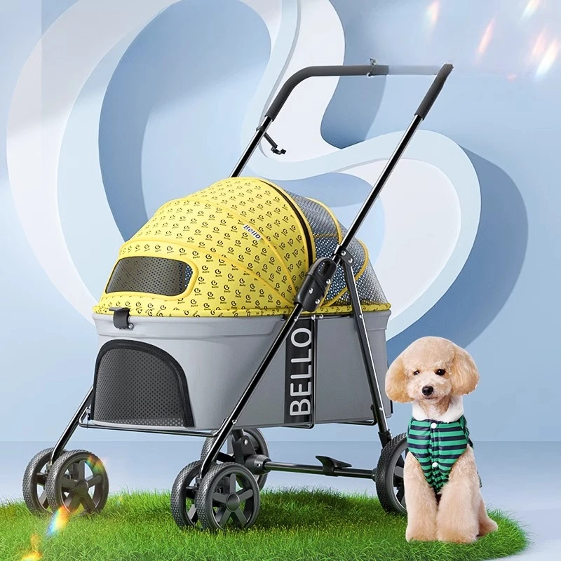 

Foldable Pet Stroller Lightweight Cat Dog Carrier with 360° Wheels Detachable Basket & Seat, Travel Cart for Outdoor
