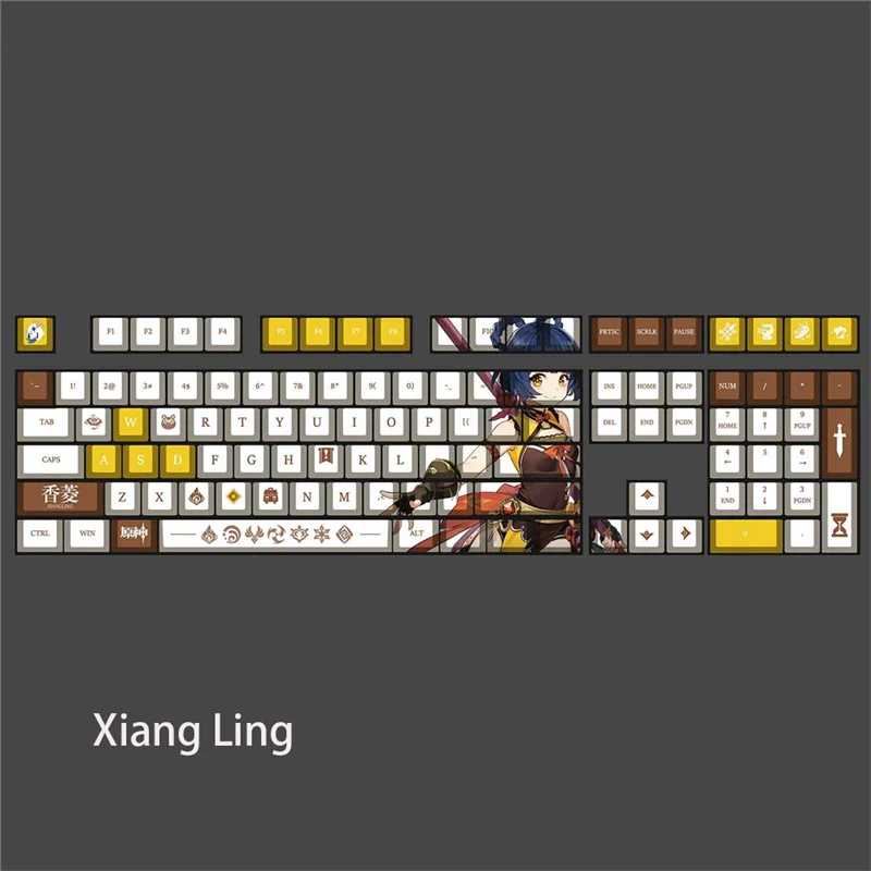 Imagem -02 - Genshin Impact Pbt Keycaps 108 Teclas Teclado Mecânico Desenhos Animados Papel Gamer Jogador Hutao Keqing Raiden Shogun Anime