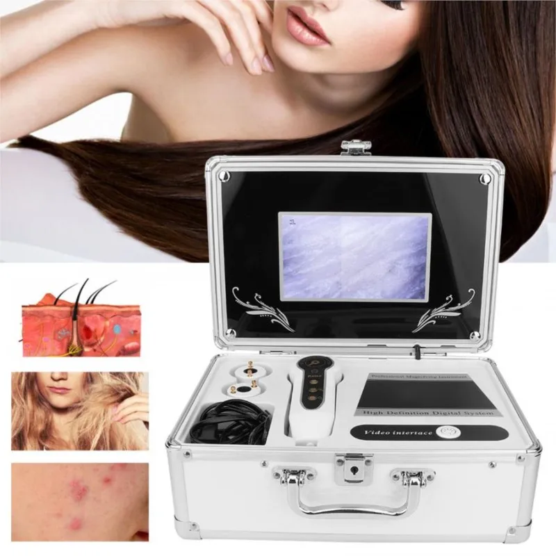 7inch Box-Type Scalp Hair Follicle Facial Skin Detector Hair Analyser Machine  Digital Skin Health Detection 100-240V