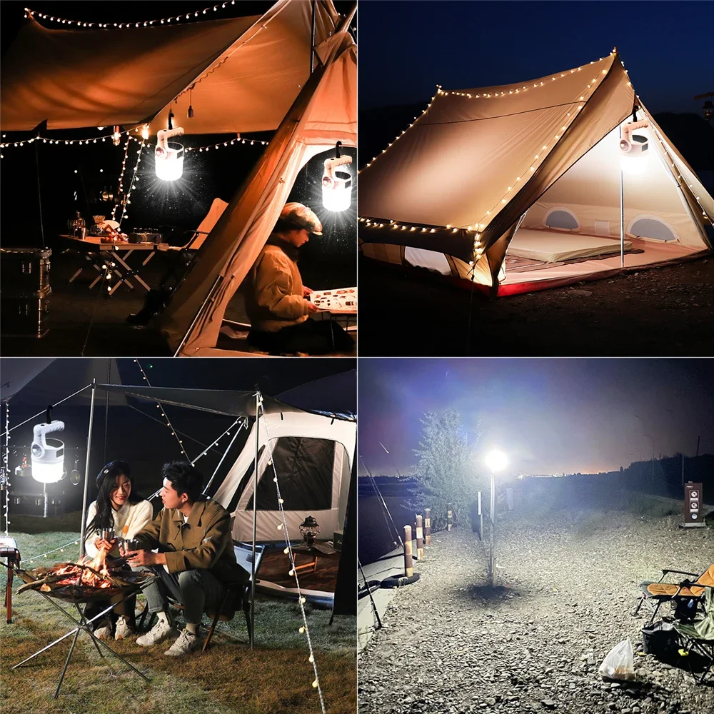 Strong Light Solar LED Camping Light Outdoor Searchlight Tent Lamp USB Rechargeable Bulb Portable Lanterns Waterproof Emergency