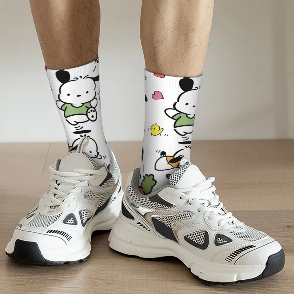 Pochacco الأبيض الكلب شخصية جوارب مخصصة جوارب بأشكال مضحكة الخريف عدم الانزلاق الجوارب الرجال تسلق الجوارب الناعمة الدافئة