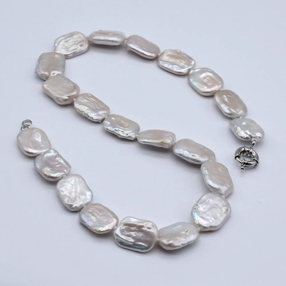 Women Necklace White Natural Freshwater Pearl Necklace Baroque Rectangular Pearl Custom Necklace Vintage Personality Jewelry
