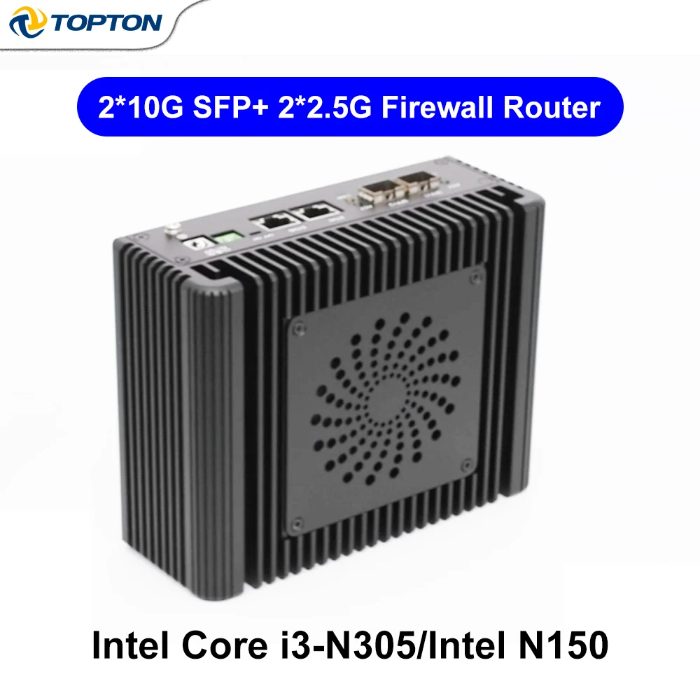 X4H جدار الحماية كمبيوتر صغير 2x10G SFP + 2x i226-V 2.5G Lan Intel Core 3-N355 N305 N150 N100 توجيه ناعم 2xNVMe DDR5 NAS Server Proxmox