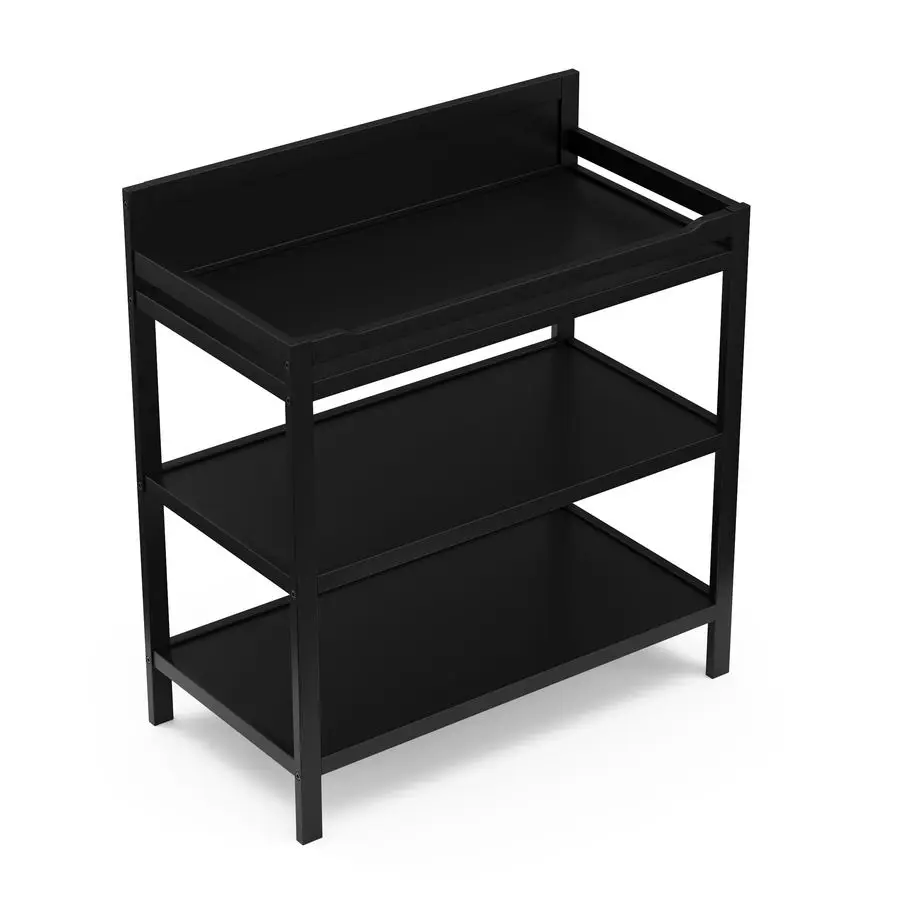 طاولة تغيير جبال الألب، طاولة تغيير الحضانة المعتمدة باللون الأسود والأخضر الذهبي، تتضمن وسادة تغيير مقاومة للماء، ورفين #5