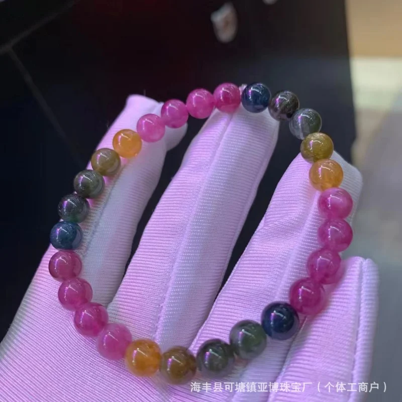 

Factory Wholesale Natural Tourmaline Bracelet Bright Color Beautiful Wearing Effect Is Very Good All-Matching