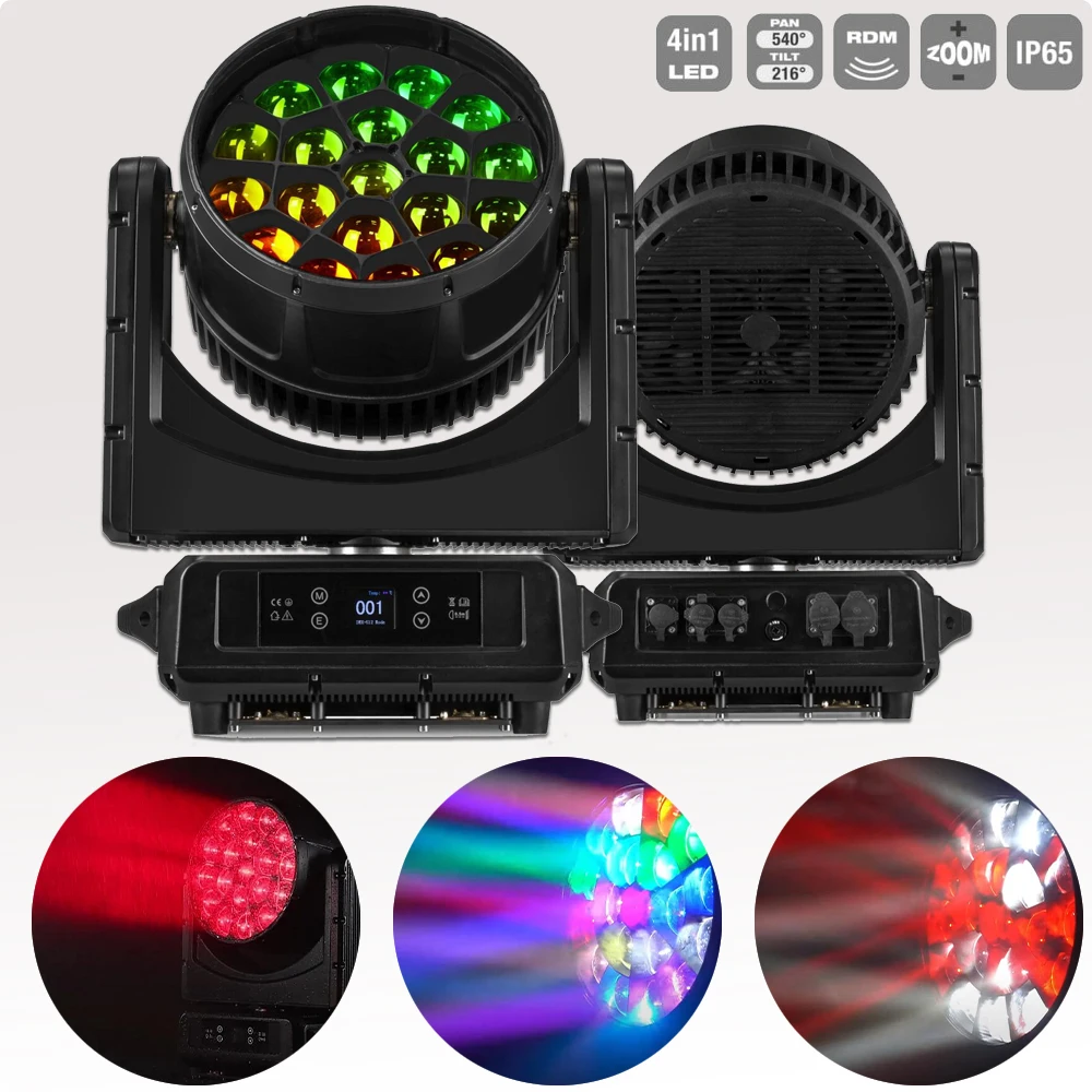 Outdoor Bee Eye PRO IP65 19x40W LED Moving Head Wash Dmx512 Stage Effect Lighting For Live Show DJ Nightclub Party