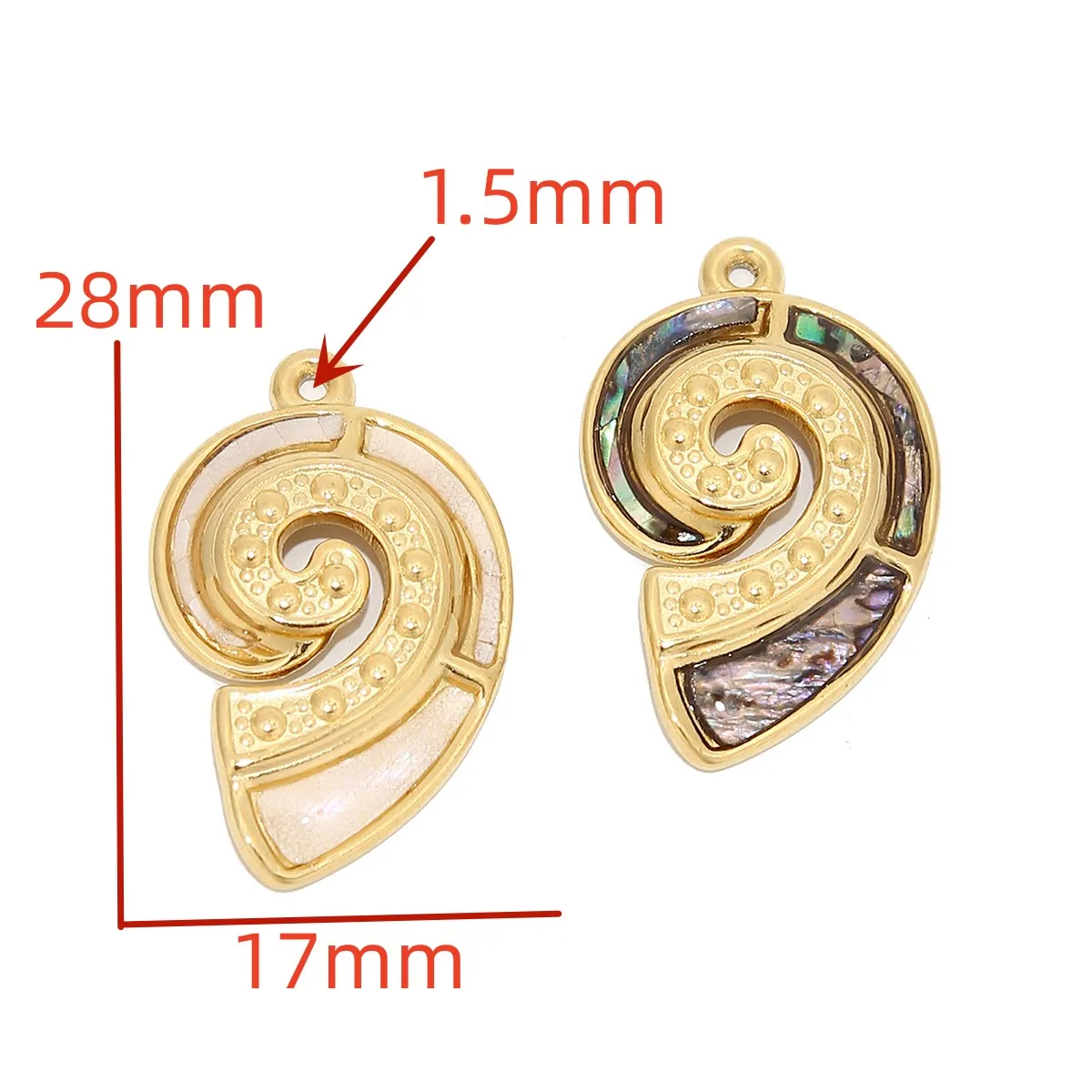 Dijes de Caracol chapados en oro de acero inoxidable, 3 piezas, joyería DIY, serie oceánica, colgante grande, fabricación de collares, 17x28mm