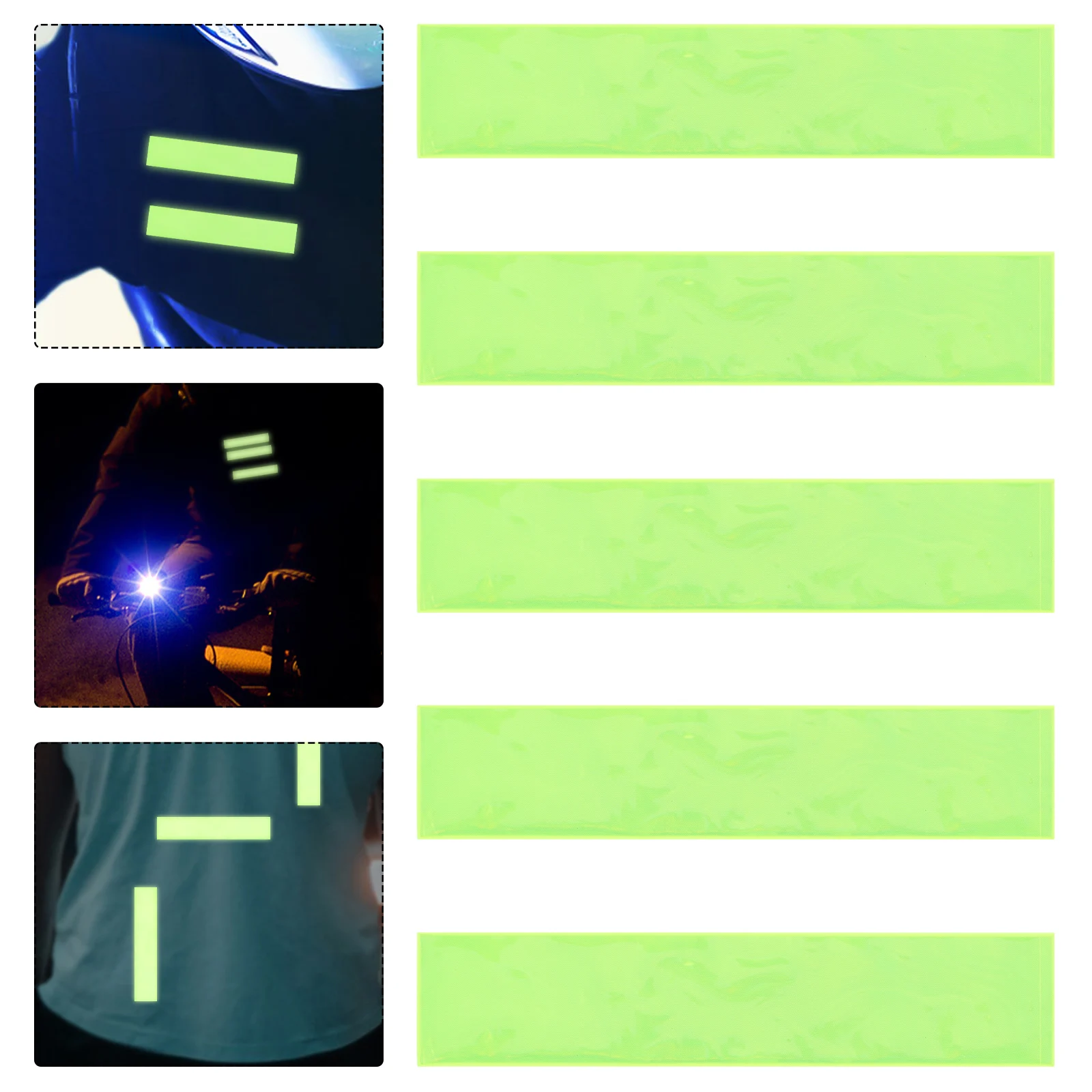 

5pcs 1 Sheet Reflective Sticker Strips Enhanced Night Safety Durable Adhesive Removable High Visibility Bike Hard Hat