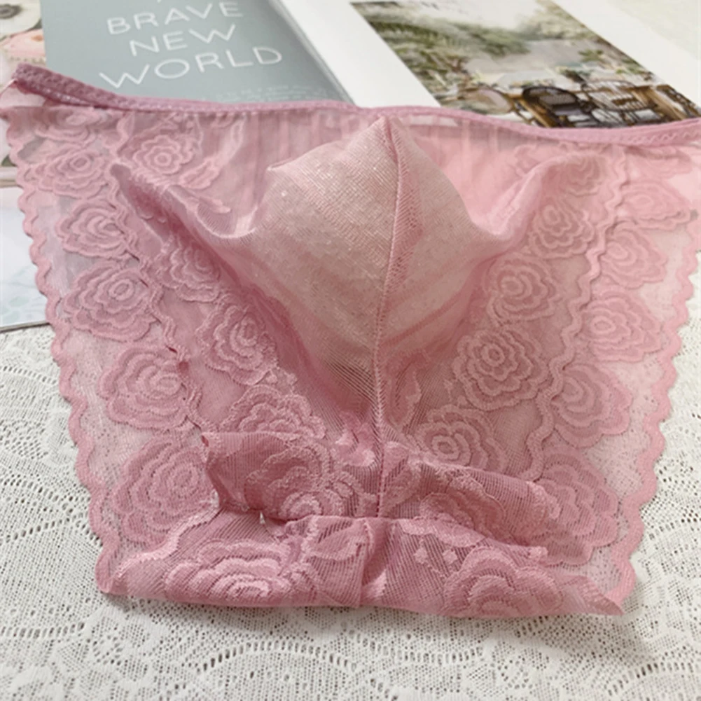 Men Seamless Lace Mesh Sheer Bulge Pouch Bikini Sexy Accessories Hot Lingerie Pants Briefs Underwear Underpants Men's Clothing