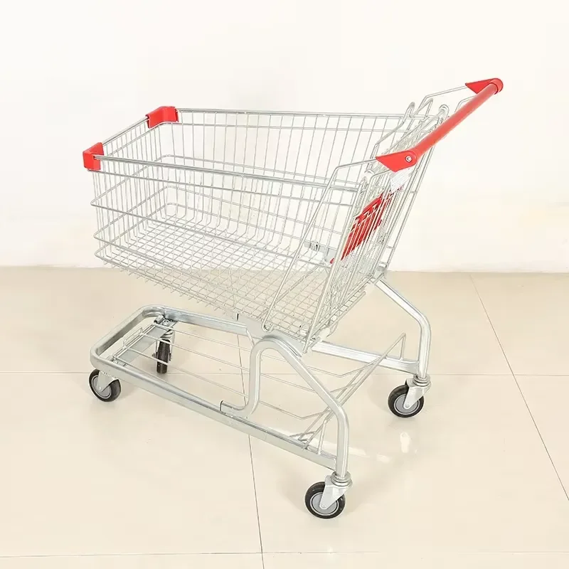 Supermarket Shopping Cart Heavy Duty Metal Wire Trolley with Large Capacity for Retail Store Warehouse Grocery