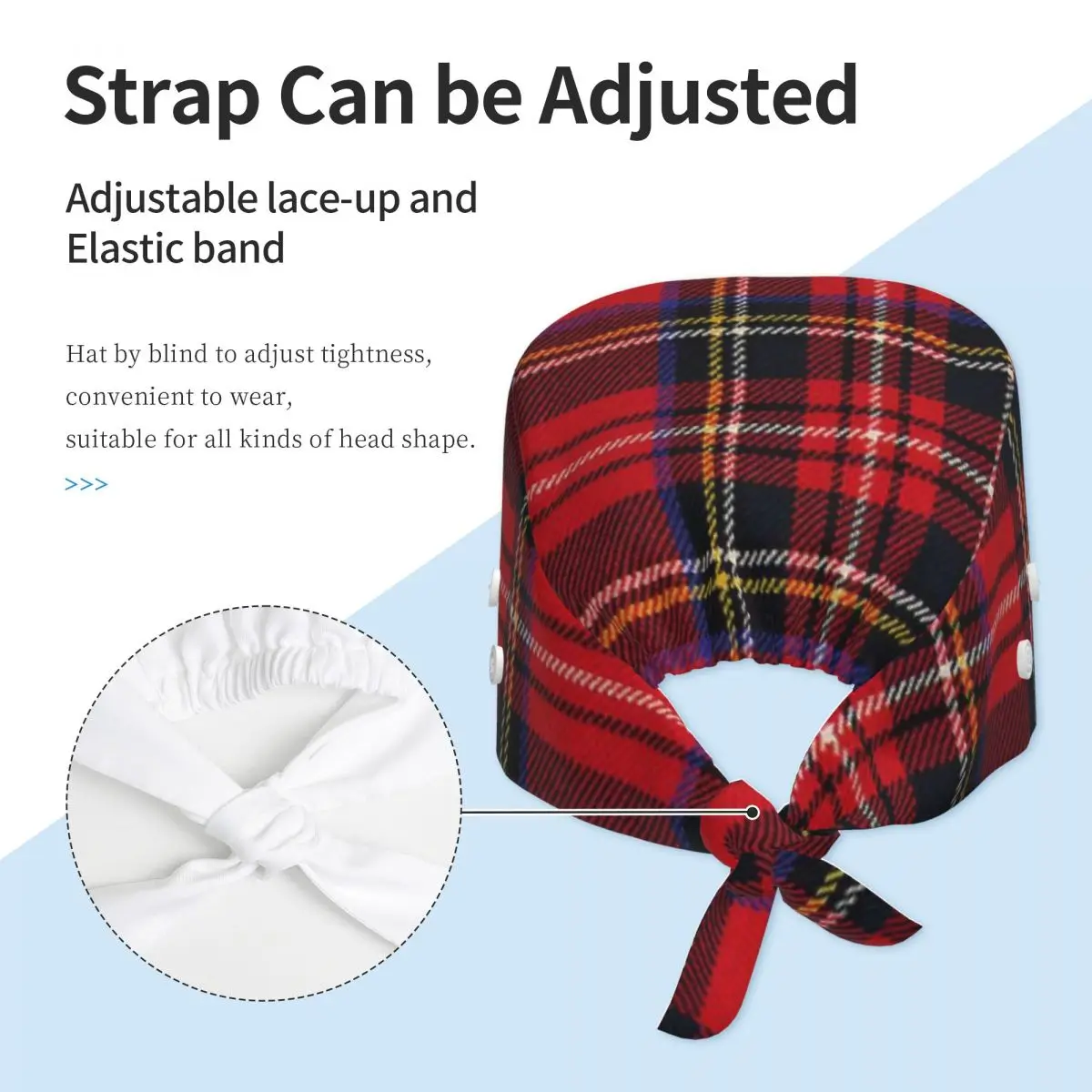 Traditional Royal Stewart Scottish Tartan Scrub Hat Doctor Working Surgical Cap Men Women Adjustable Nursing Caps for Dentist view 4