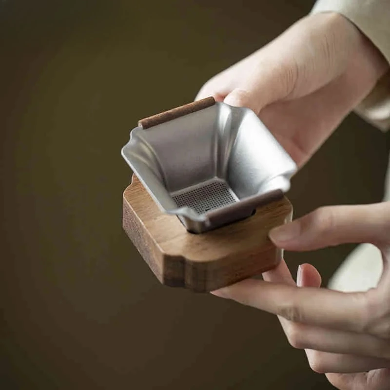 

Pure Titanium Square Separator Infusor Two-piece Handmade Tea Strainer Dispenser Maker Tea Filter Drinkware Collection