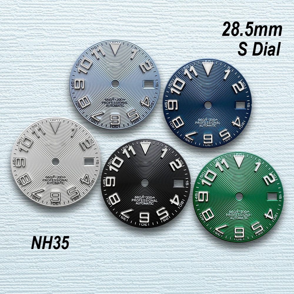 

28.5mm S Logo Diving Dial Fit NH35/NH36 Japanese Movement C3 Green Luminous High-Quality Watch Modified Accessories