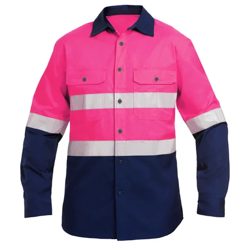 Imagen 1 del producto Camisa de trabajo de manga larga de alta visibilidad, camisa reflectora de construcción de algodón, uniforme de taller, camisa reflectante, ropa de seguridad, ropa de trabajo