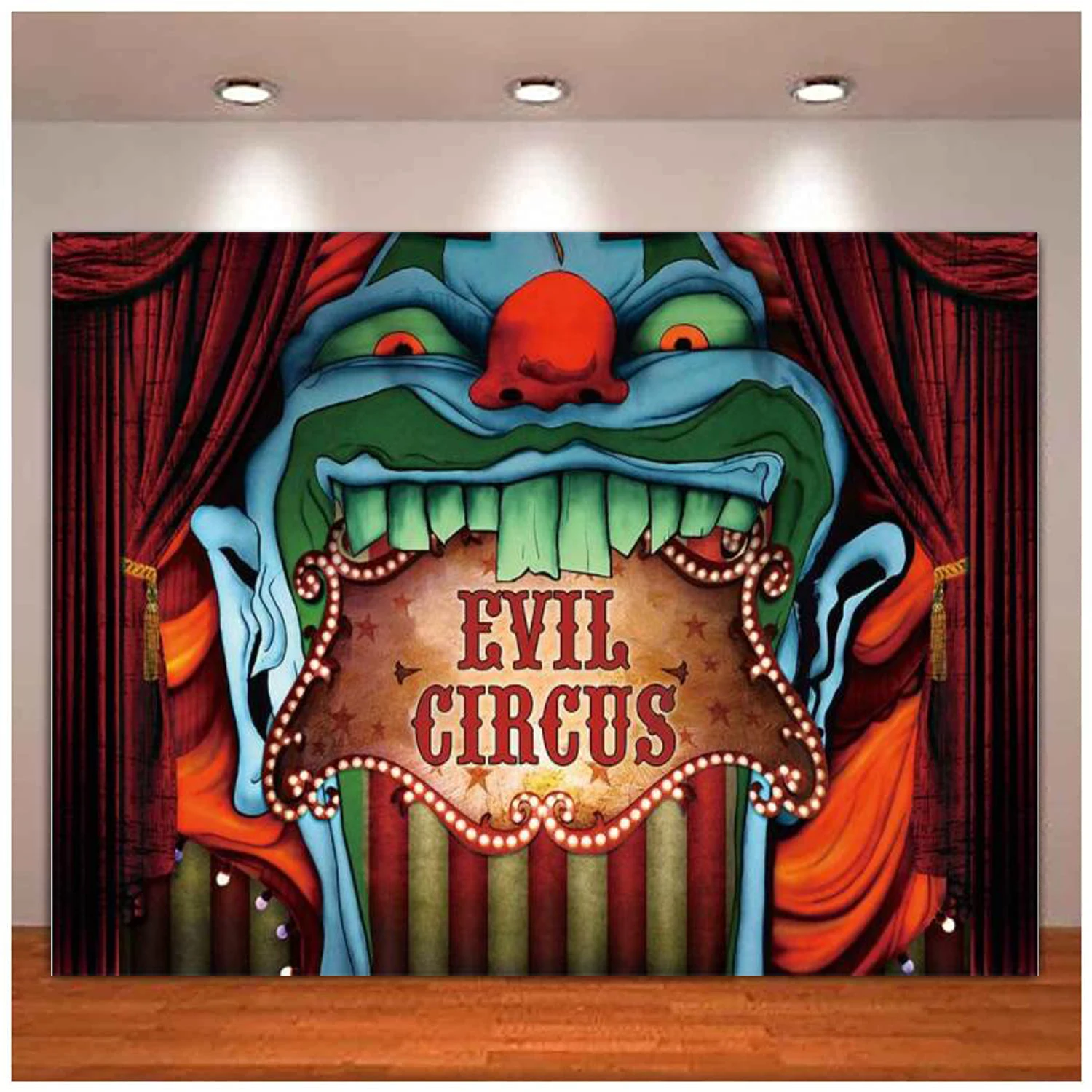 Halloween Circus Photography Backdrop Birthday Party Supplies Decor Giant Entrance Background Banner Clown Curtain Baby Shower