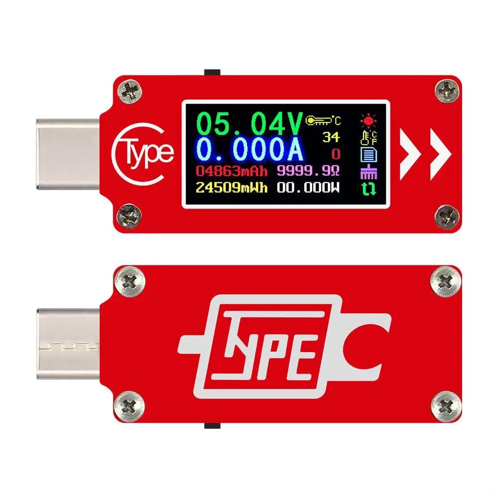 

TC64 Мини Цветной ЖК-USB Вольтметр Амперметр Тип-C USB-тестер Измеритель напряжения и тока Мультиметр для аккумулятора PD Charge Power Bank