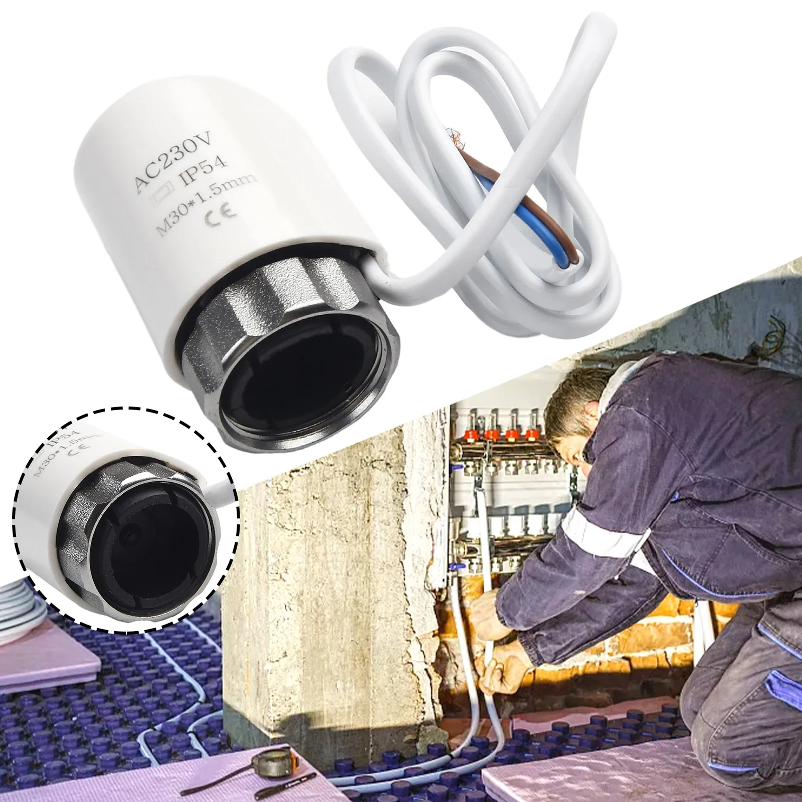 1pc AC230V M30*1.5mm Electric Thermal Actuator For Floor Heating Radiator Valve Electric Thermal Actuator Valve Head