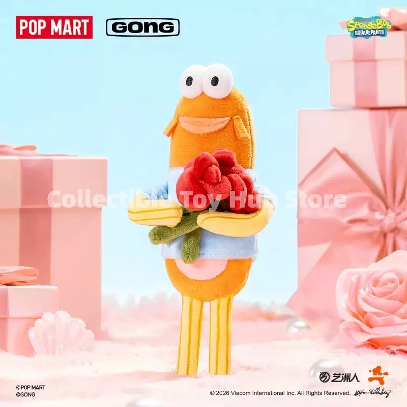 Genuine Pop Mart Gong Spongebob Romantic Fish Couple Plush Doll Gift Box Pink Orange Fish Pair Cute Fluffy Stuffed Toy Gift Box view 3