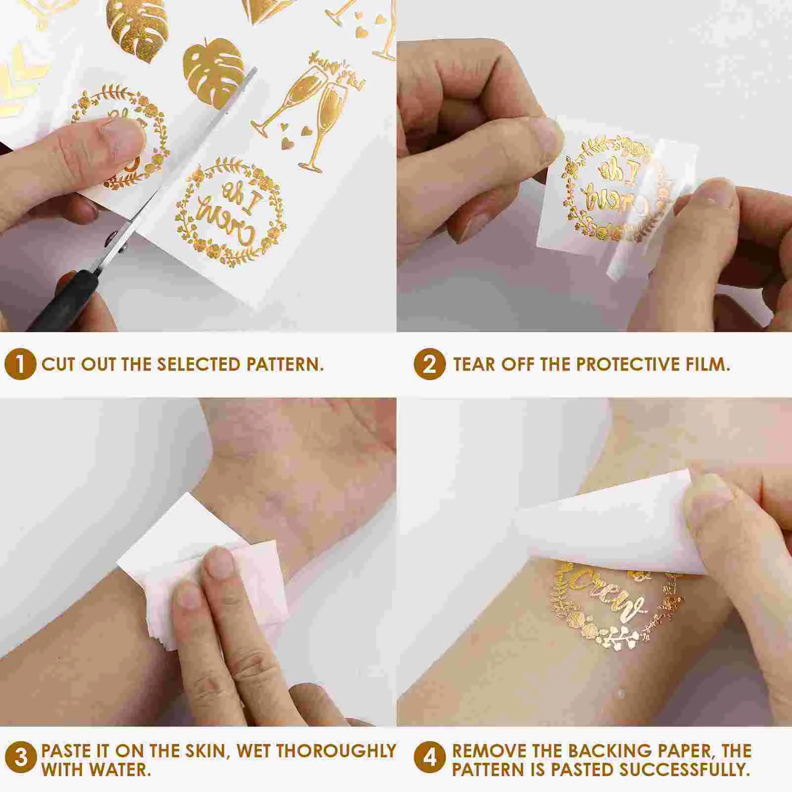 Metallic Temporary Tattoos for Women Stickers Wedding Decorations Bronzing Body Bride