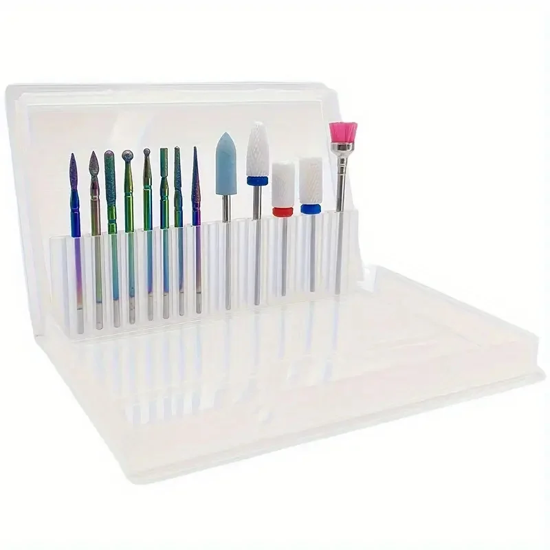 Juego de brocas de cerámica profesionales para uñas, 13 Uds., con caja, lima de uñas eléctrica para manicura, para Gel acrílico, uñas