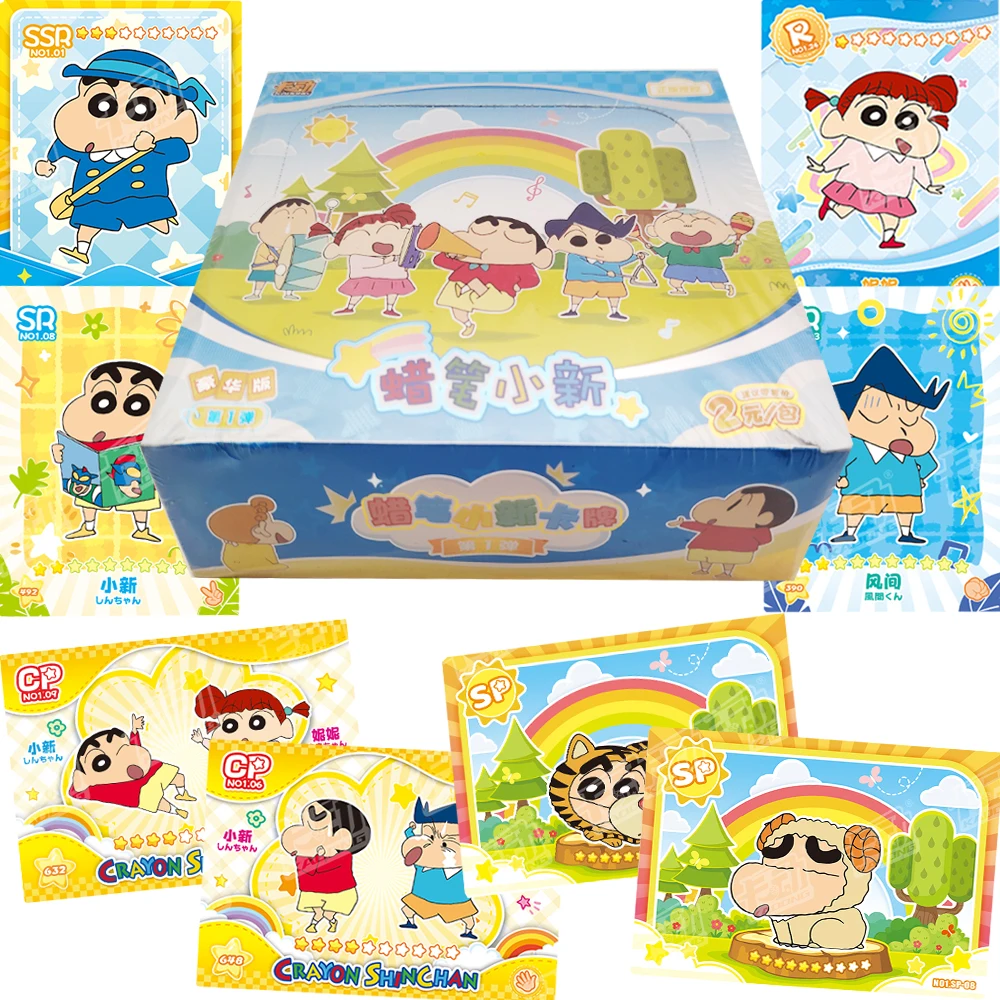 Original Official Crayon Shin-chan Collection Cards for Kid High Quality Family Comedy Anime Classic Character Shining Card Gift
