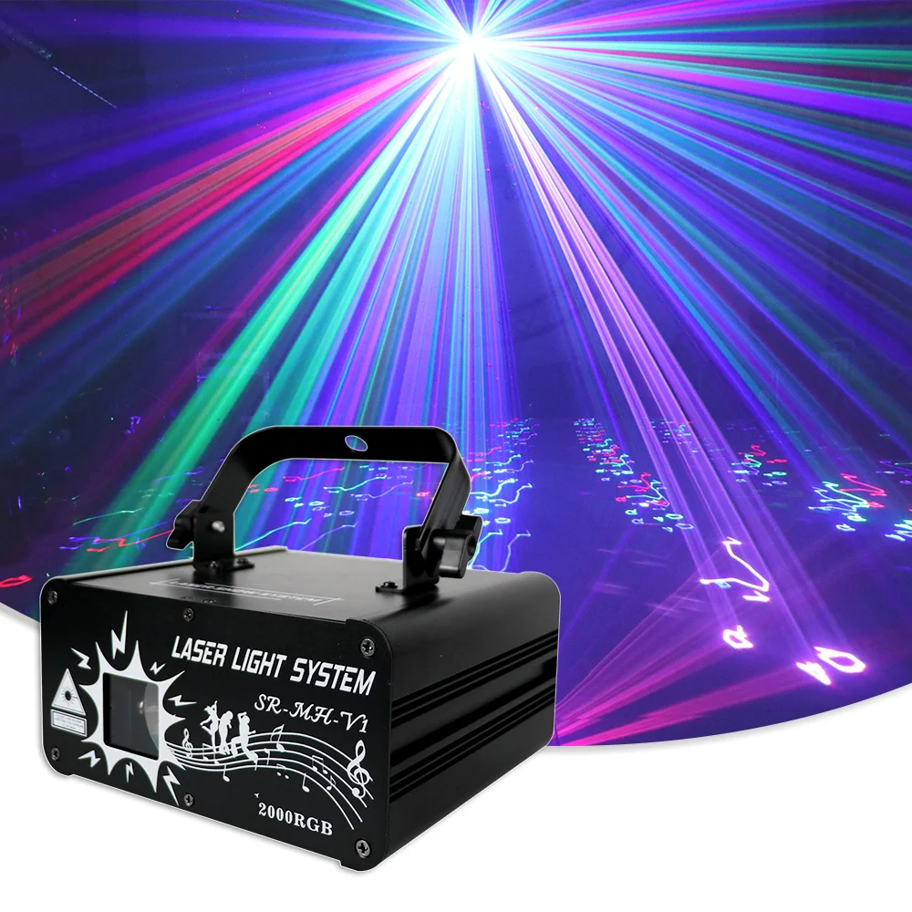 New 2W RGB 3D Grating Effect Beam Projector 15Kpps Alloy Case Dmx512 Laser Party Bar Club Decoration Dj Disco Stage Lighting