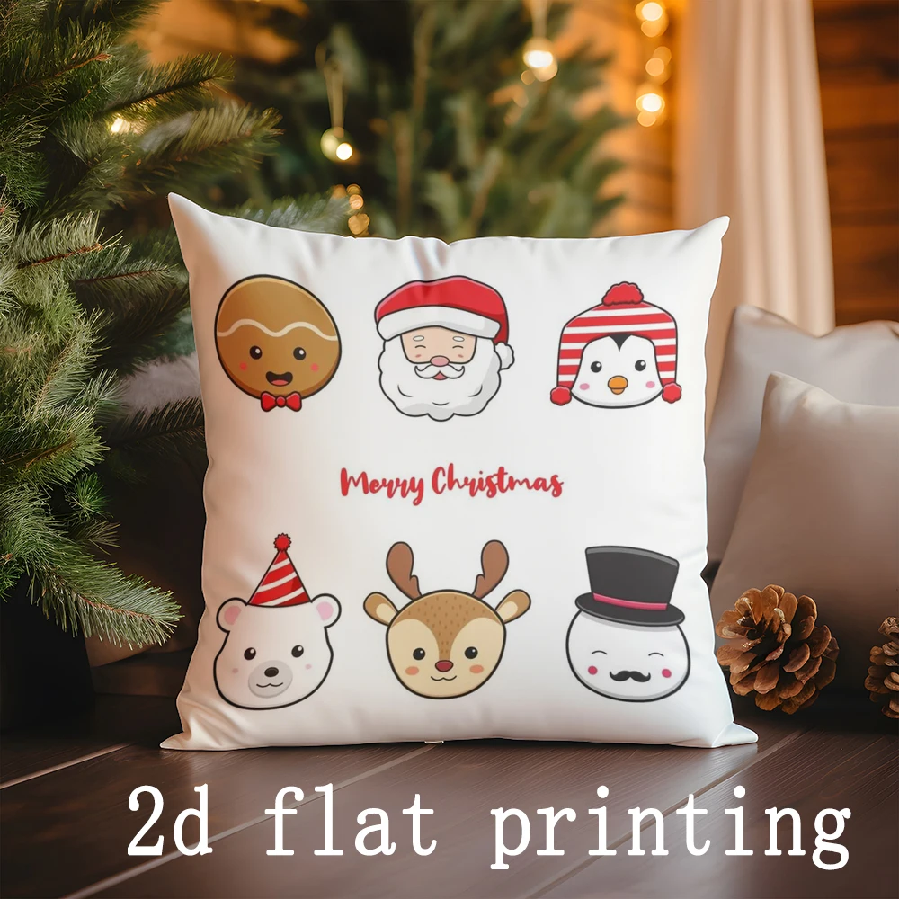 ديكور المنزل عيد ميلاد سعيد منقوشة وسادة يغطي مناسبة ل أريكة غرفة نوم سيارة وسادة غطاء وسادة وسادة الظهر مستطيلة #3