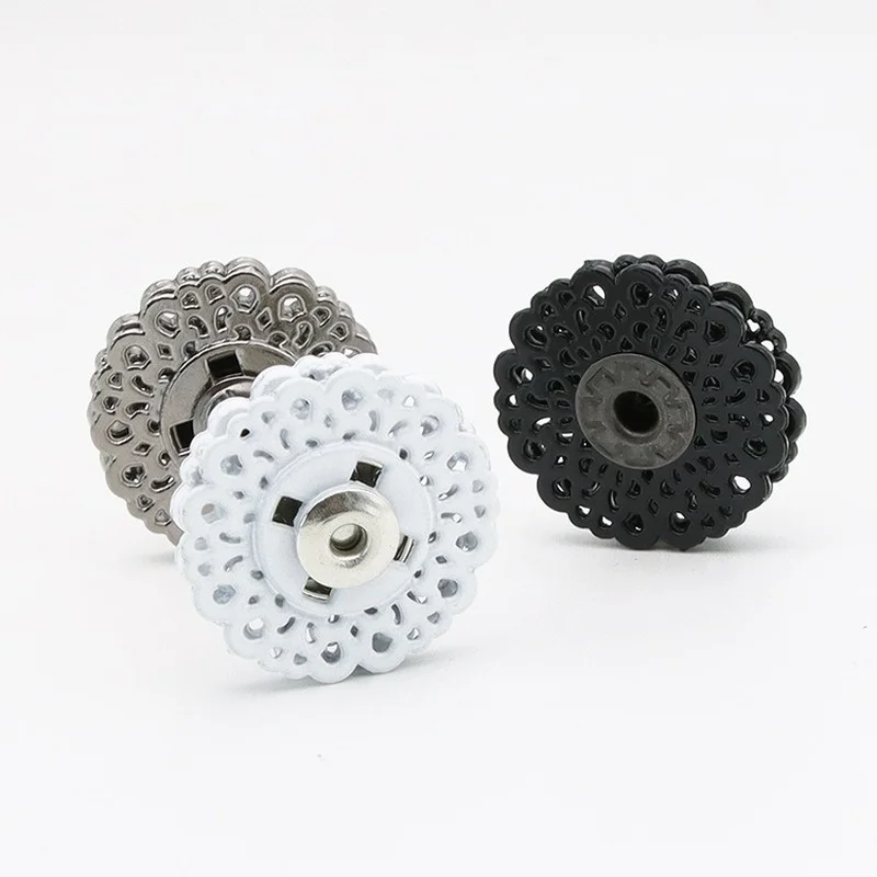 15/18/21/25/30mm Snowflake Invisible Snap Button Flower Clasp Button for Women Coat Sweater Clothes Cardigan Sewing Decoration