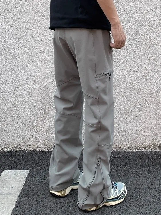 

plus Size Men's Fce Lined Thiened Autumn Winter Casual Pants American High Street Workwear Bell Bot Functional Windproof