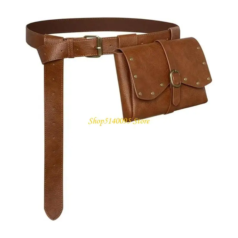 DXAE Photo Styling Waist Bag Belt Set with Distressed PU Leather Look