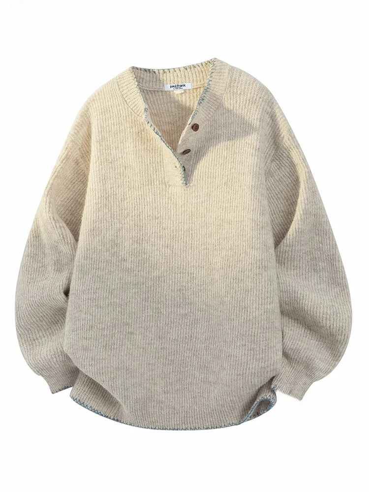 

Мужской вязаный свитер Paul Frank Large Mouth Monkey в японском стиле, осенний, свободный, повседневный, для пар, из смесовой шерсти, с длинными рукавами