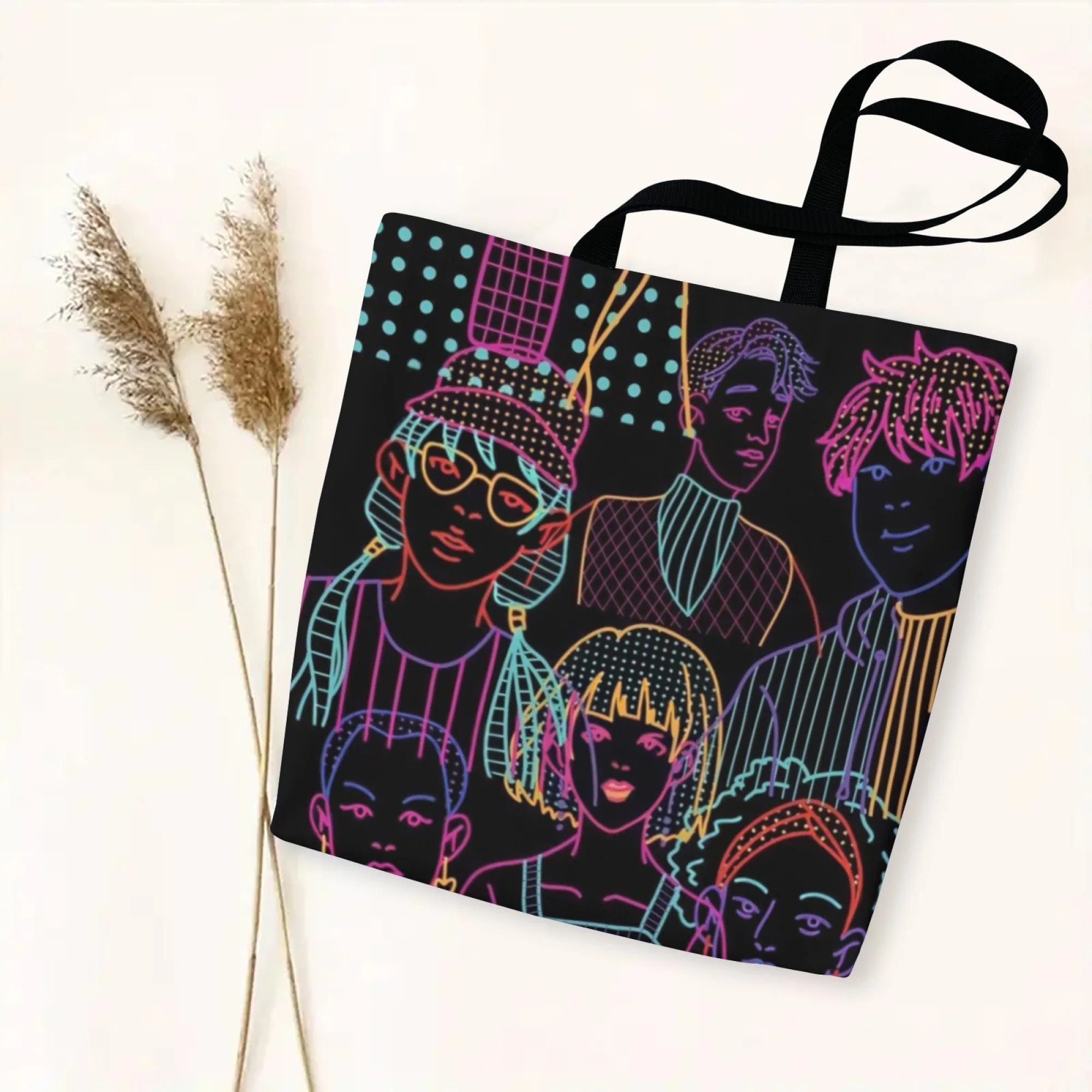 Borsa da donna versatile in tela stile hiphop Borsa a tracolla design per persone nere Grande riutilizzabile adatta per lo shopping e la strada