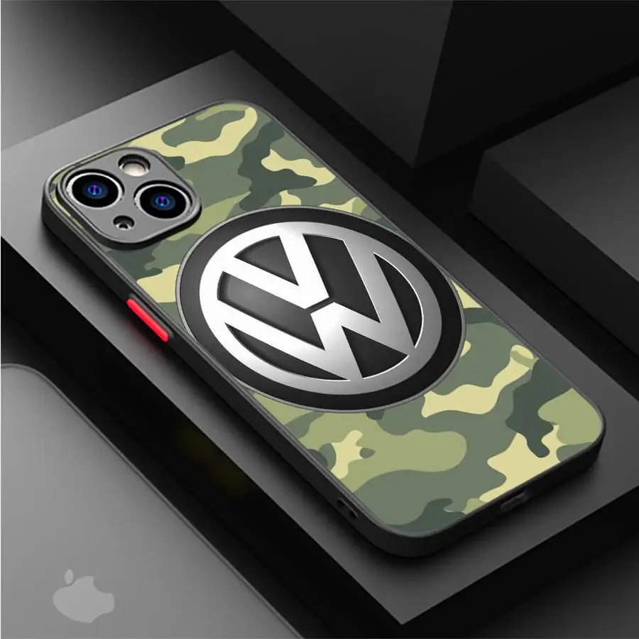 Fashion V-Volksw-agen Logo Phone Case for Apple iPhone 11 16 13 15 12 14 Pro Max 7 XR X XS 13 12 Mini 14 Plus 8 SE Matte Cover