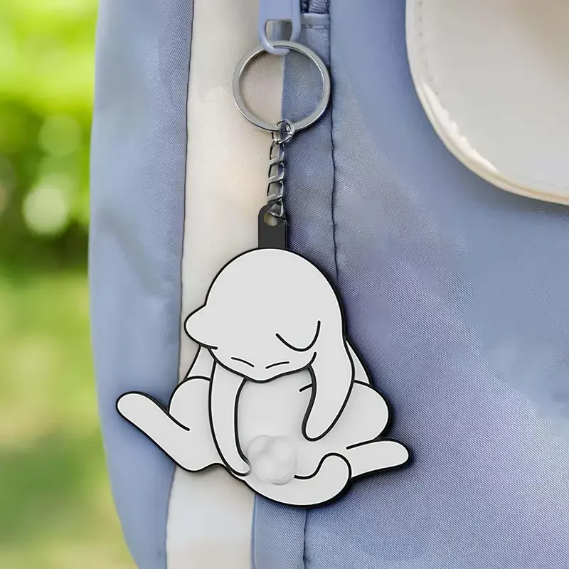 Creative Pull Play Egg Cat Keychain Pendant Cute and Funny Rotatable Acrylic Bag Pendant for Women Keyring Purse Car Accessories
